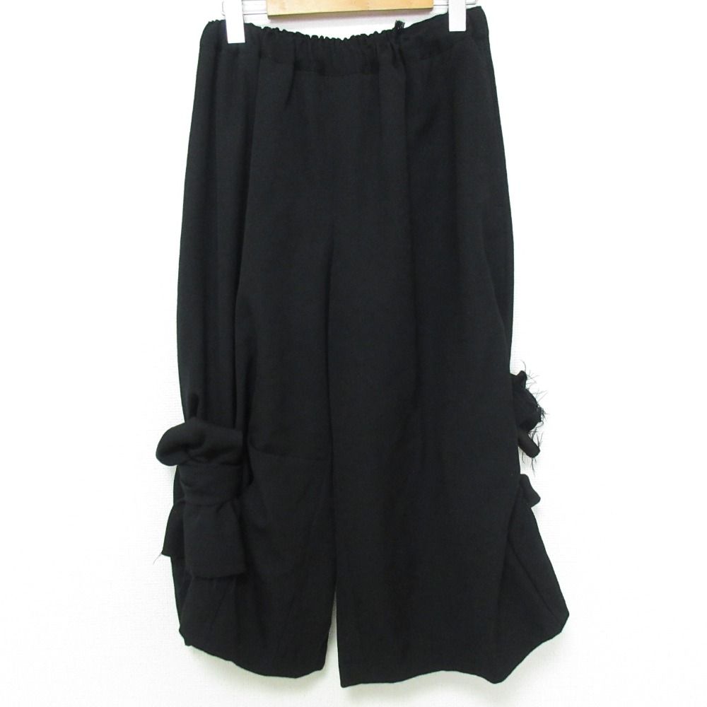 21AW COMME des GARCONS コムデギャルソン リボン ボウタイ ディテール ワイドパンツ GH-P001 サイズXS ブラック レディース 古着