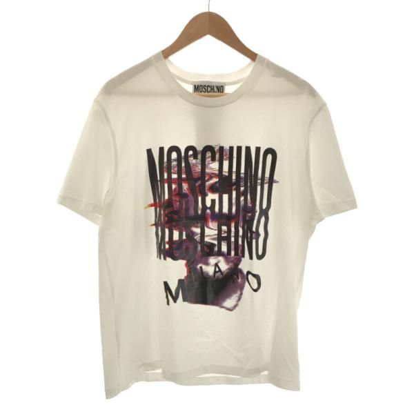 MOSCHINOモスキーノロゴプリントTシャツホワイトサイズ:54メンズ 