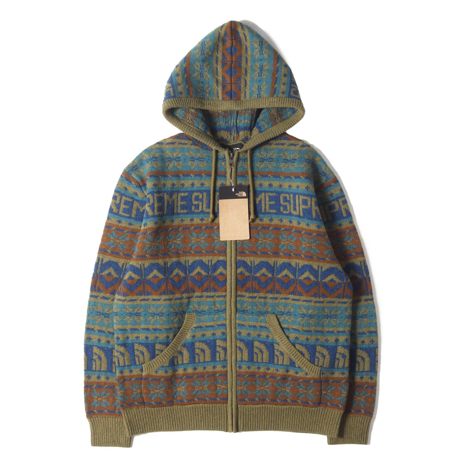 Supreme シュプリーム ニット オリーブ サイズ:M | 22AW THE NORTH FACE ノルディック柄 ジップ ウールニット セーター (Zip Up Hooded Sweater) | トップス フーディー | コラボ【メンズ】【K4599】 新品】Supreme シュプリーム ニット オリーブ サイズ:M | 22AW THE