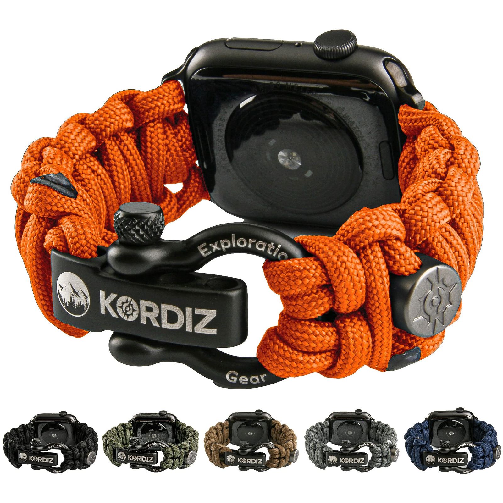 KORDIZ Survivor パラコードApple Watchバンド Apple Watch Series 8/7/6/5/4/3/2/1/SEu0026Ultra対応 - 42mm 44mm 45mm 49mm  [オレンジ] [M for 42/44/45mm]