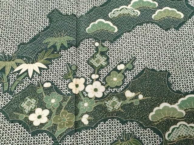 平和屋着物●訪問着　駒刺繍　風景花松文　金彩　仮絵羽　正絹　逸品　未使用　DAAV1055tw 平和屋着物○訪問着 駒刺繍 風景花松文 金彩 仮絵羽 正絹