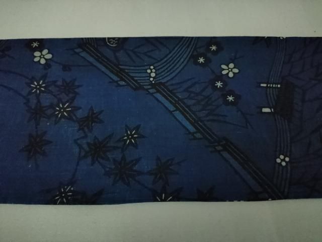 平和屋本店□最高級 夏物 城間栄順 本場琉球紅型 九寸名古屋帯 藍型