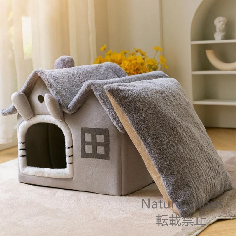 【新品未使用】ドーム型 犬猫用ベッド ペットハウス 暖かい ペットベッドM: 49*39*23cm 犬の巣 柔らか 通年用 保温 寝具 滑り止め 洗える クッション付き 室内用 おしゃれ プレゼント xcuycp73