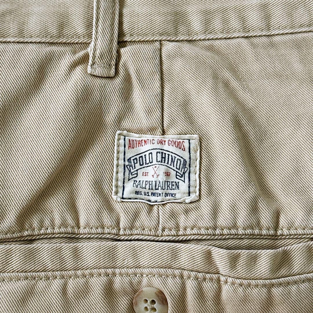 初期ボックスロゴ ラルフローレン Ralph Lauren polo chino 90s USA製 ラルフローレン ツータック チノショーツ ハーフ