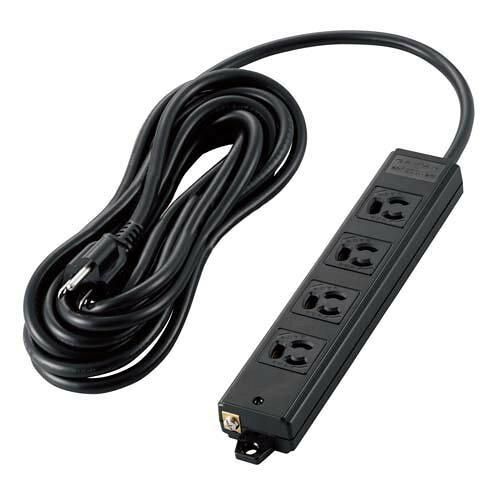 【新品・2営業日で発送】ELECOM エレコム タップ／工事用／抜け止め／3P／4個口／マグネット付き／5m／ブラック(T-WRM3450LGB／RS)