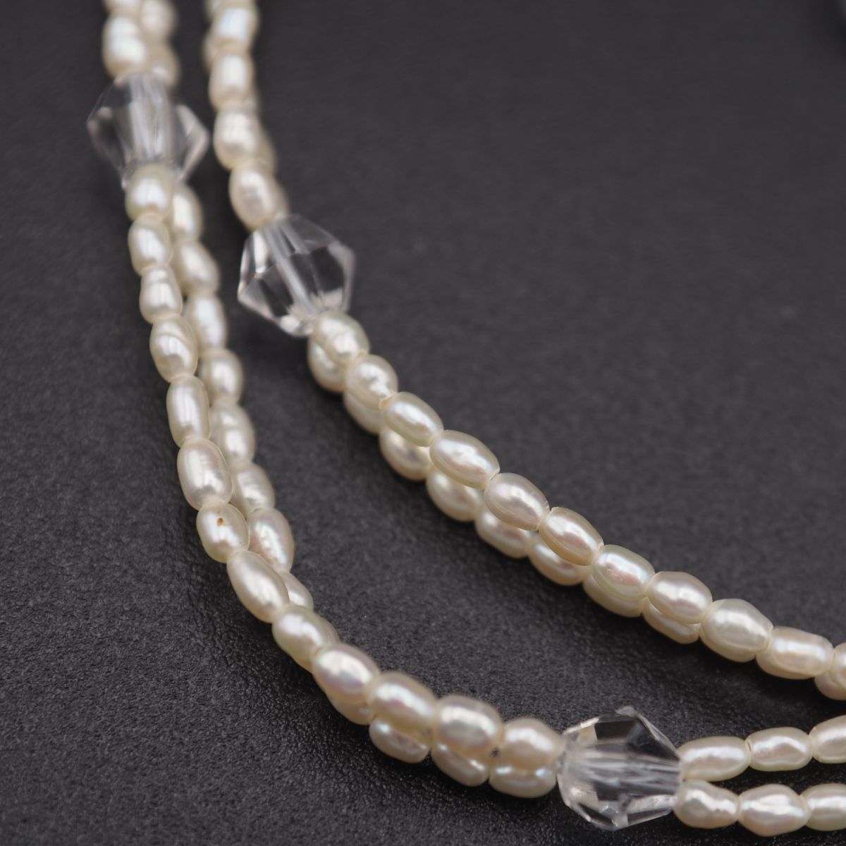 ケシパールシ真珠ネックレス G602 ケシパール 1.8mm 芥子 真珠 水晶 925刻印 ネックレス 2連