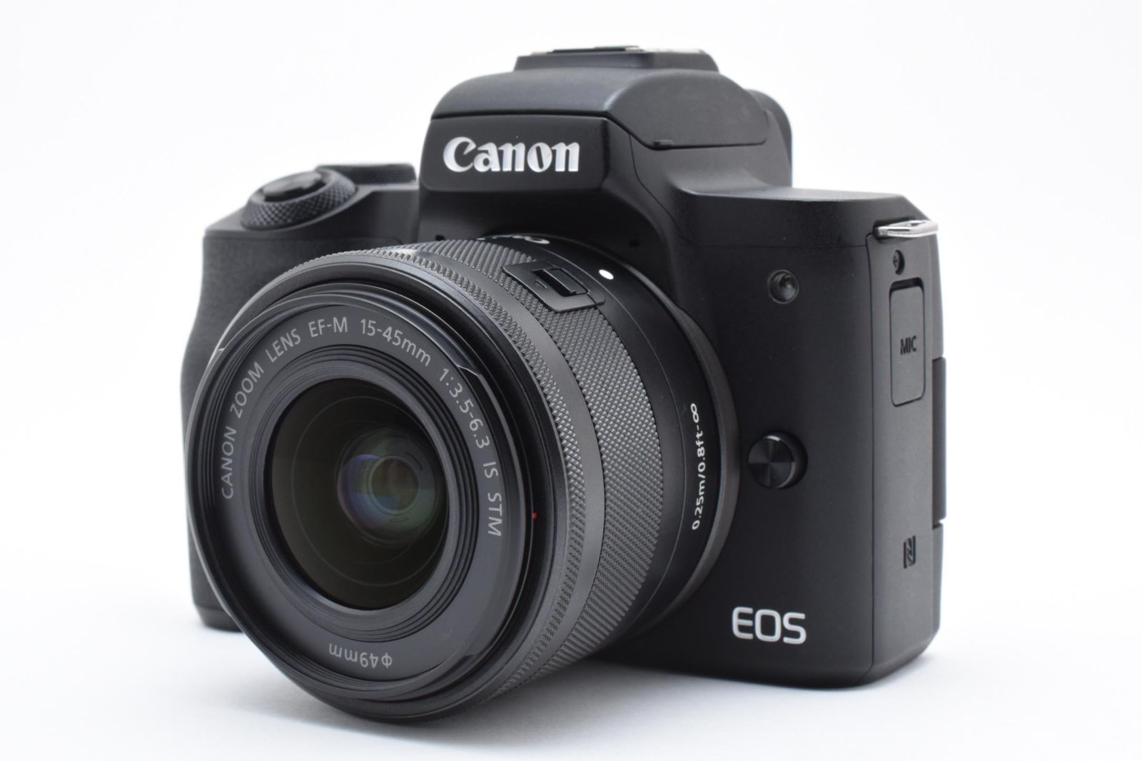 超 上 キヤノン Canon EOS Kiss M EF-M15-45 IS STM レンズキット ブラック ショット数3000回以下 元 き 付属品多数 完動品 96P47A509192