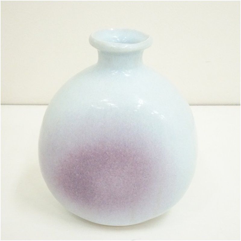 京焼 木村盛伸造 紫紅釉扁壷 共箱 酒器 おしゃれ お酒 へんこ 扁壺 骨董 ディスプレイ インテリア 和食器 料亭 料理 居酒屋 来客