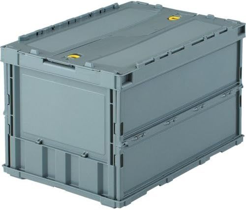 トラスコ中山(TRUSCO) 薄型折りたたみコンテナ 50Lロックフタ付 グレー TR-C50B-GY × 5個 【ケース販売】 収納ケース 収納ボックス