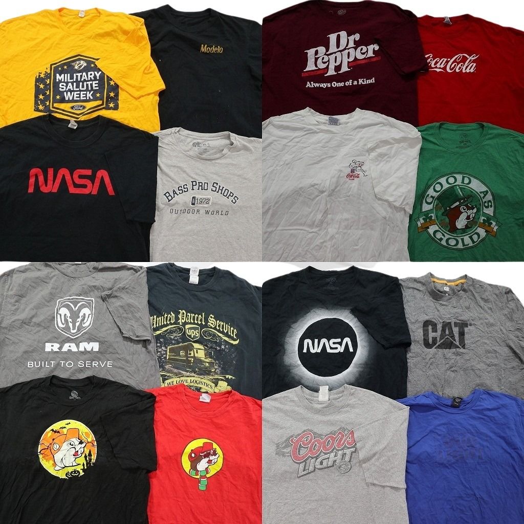 古着卸 有名企業 半袖Tシャツ 16枚セット メンズ XL バッキーズ ドクターペッパー コカ コーラ NASA 古着 NA0764