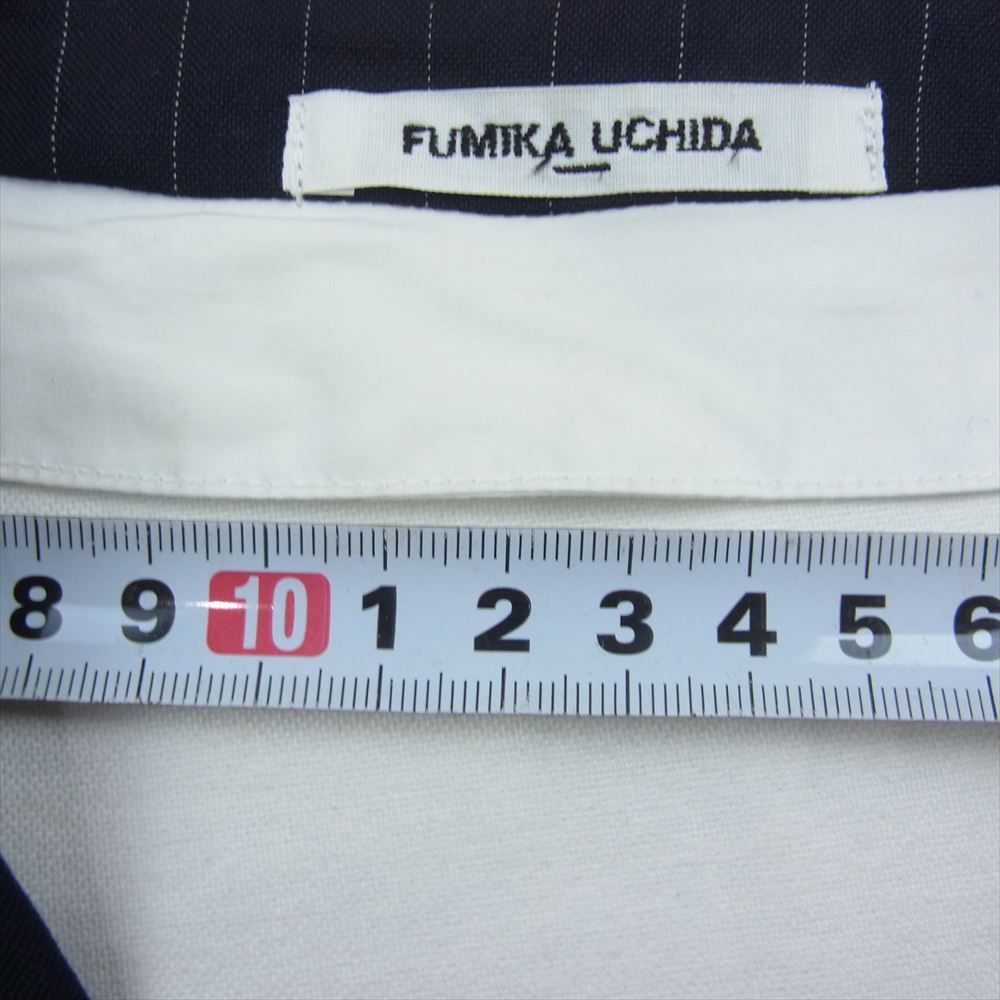 FUMIKA UCHIDA フミカウチダ ベスト FU-L-TP001 ピンストライプ シンチバック エプロン ジレ ベスト ネイビー系 36【中古】 FUMIKA_UCHIDA - FUMIKA UCHIDA フミカウチダ ベスト FU-L-TP001 ピン