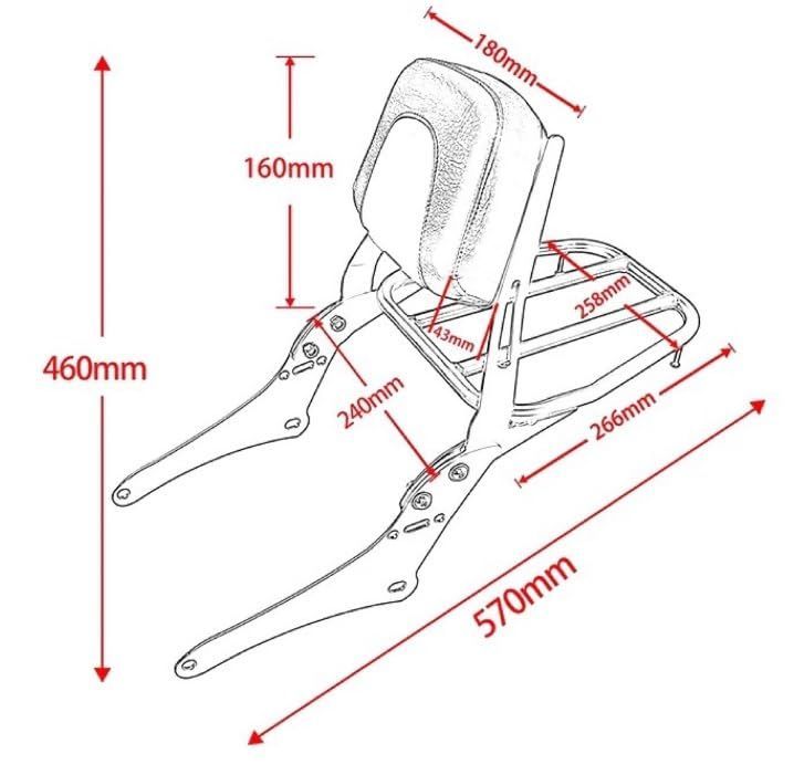 CMX300 CMX500 2017-2020 用 シーシーバー 用 バックレスト HONDA リアキャリア 荷物ラック 設計 付き 250 500 背もたれ レブル カスタム パーツ Rebel ブラック ホンダ 社外品