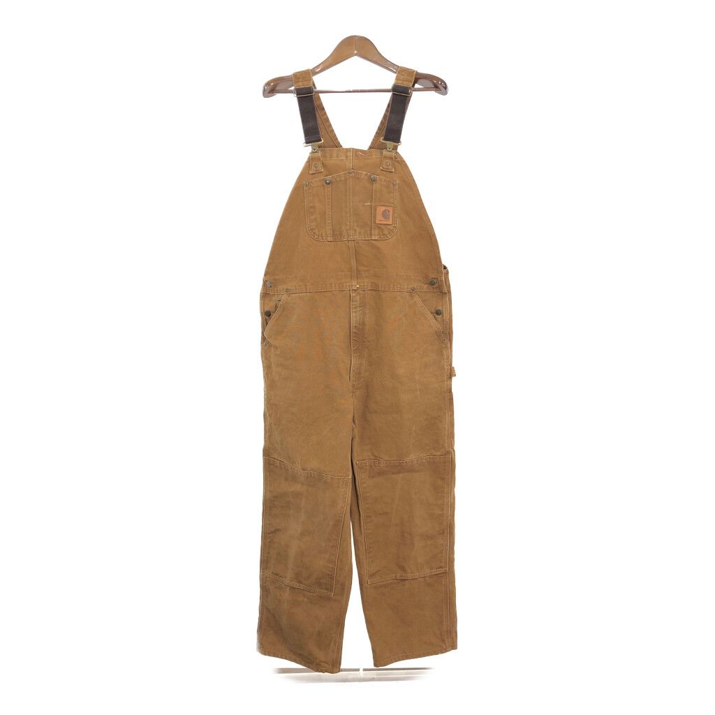 Carhartt カーハート ダック ダブルニー ビブオーバーオール ブラウン (メンズ W42 L32) 中古 古着 S0772