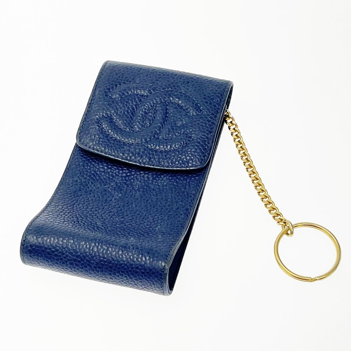 中古】CHANEL シャネル キャビアスキン ココマーク シガレットケース