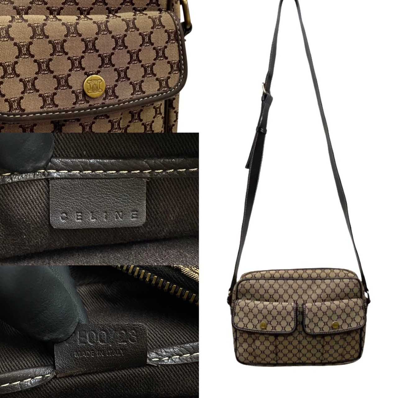 ほぼ未使用 CELINE セリーヌ マカダム ブラゾン レザー 本革 ほぼ未使用 CELINE セリーヌ マカダム ブラゾン レザー 本革