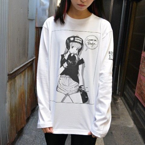 ストップひばりくん／江口寿史　ロングスリーブTシャツ　新品未開封 美品 ストップひばりくん! 長袖 ロングスリーブ Tシャツ L