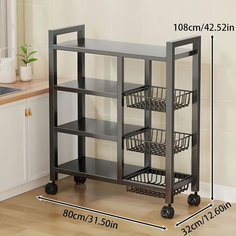 ファリダバイオ 4段 freestanding 収納ラック 3個バスケット付き 頑丈な炭素鋼製