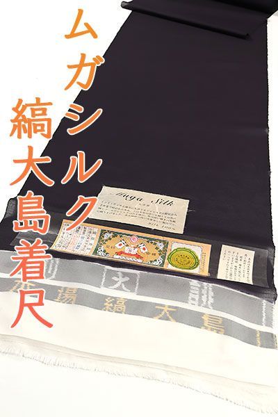 kta2872 単衣 夏物 本場縞大島 ムガシルク 染め 無地 紬着尺 紫黒色 お仕立て付き １ヶ月半～２ヶ月で発送