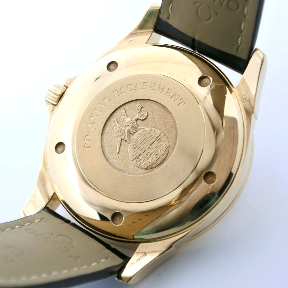 【OMEGA】オメガ デビル/デヴィル コーアクシャル クロノメーター 4631.80.33 K18イエローゴールド×レザー 黒 自動巻き メンズ  黒文字盤 腕時計