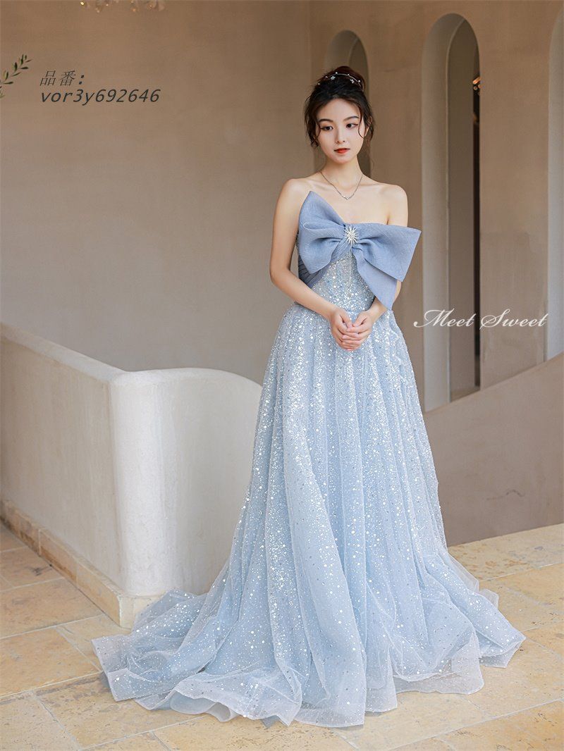 ウェディングカラードレス 青 安い 演奏会 カラードレス コンサート 結婚式 発表会 ロングドレス 披露宴 ウエディングドレス プリンセス 二次会 ステージ衣装 カラードレス 演奏会用 青 ロングドレス 安い パーティードレス