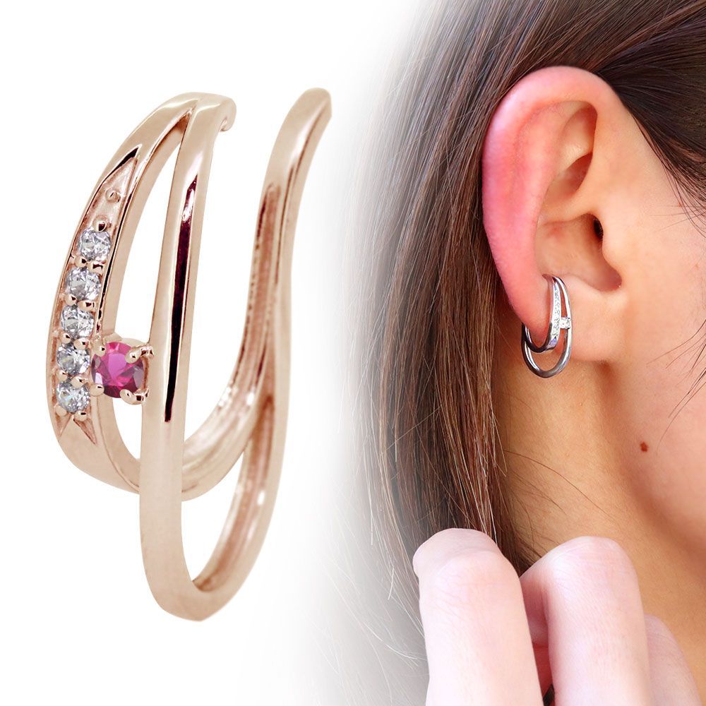 agete K10 ルビー イヤーカフ アガット（agete）/K10マルチストーン