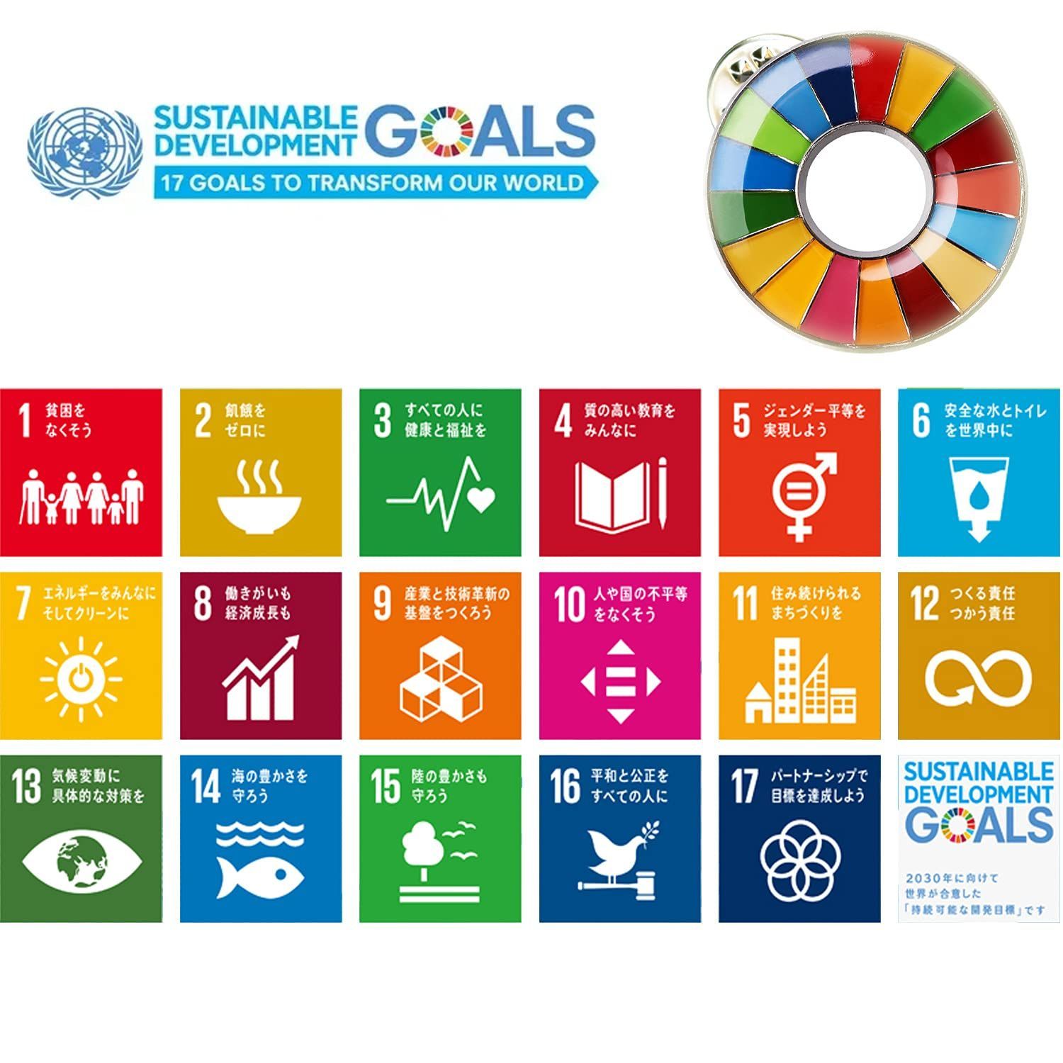 在庫セール】SDGs バッジ(20個セット) 国連本部最新仕様 SDGs