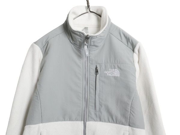 なクーポン配布中! ノースフェイス デナリ ジャケット レディース S アウトドア フリース ナイロン フルジップ ブルゾン ハイネック アウター ツートン 白 灰