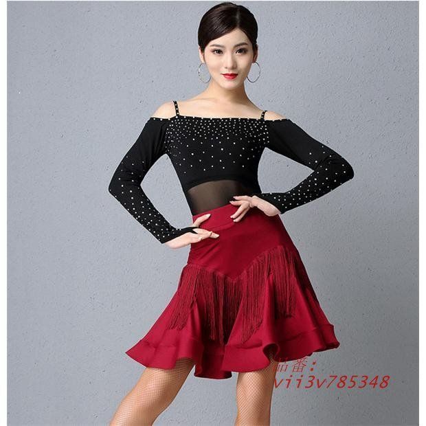 社交ダンス トップス レディース ラテン ダンスウェア 長袖 ステージ 上着 フリンジ 透け感 スカート レッスン着 衣装 競技着 xzdsgsr LLC-HASEGAWATOSO_COM