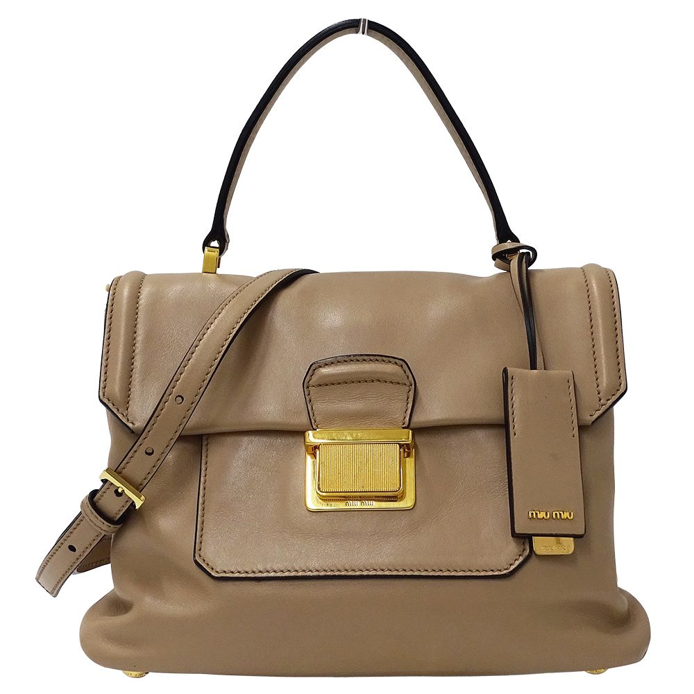 MIU MIUショルダーバッグ/2wayレザー ベージュ（正規品です） MIU MIUショルダーバッグ/2wayレザー ベージュ（正規品です） MIU MIU