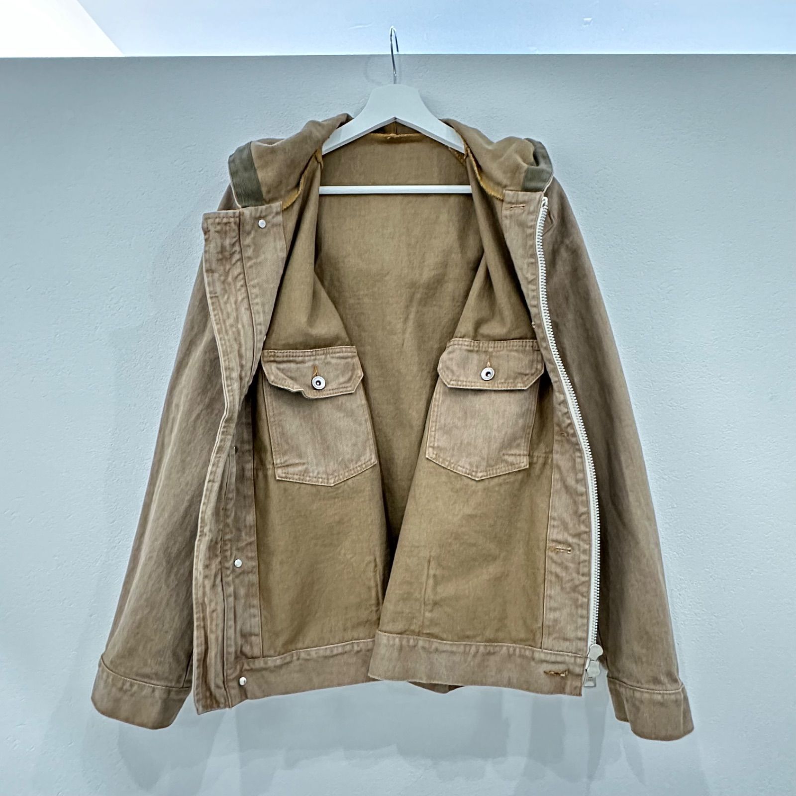 sacai Denim Hoodie BEIGE サカイ フーデッド ジップアップ sacai Denim Hoodie BEIGE サカイ フーデッド ジップアップ