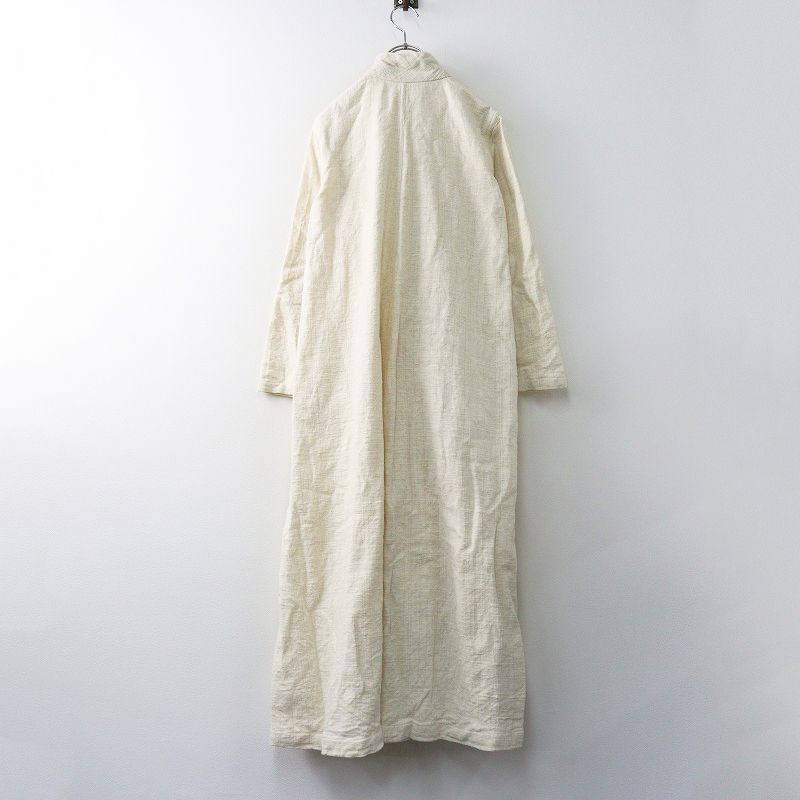 うさと USAATO 手織り天然草木染め スタンドカラーワンピース キナリ ドレス ロング フ 平織り ロング チュニック 2400014651454