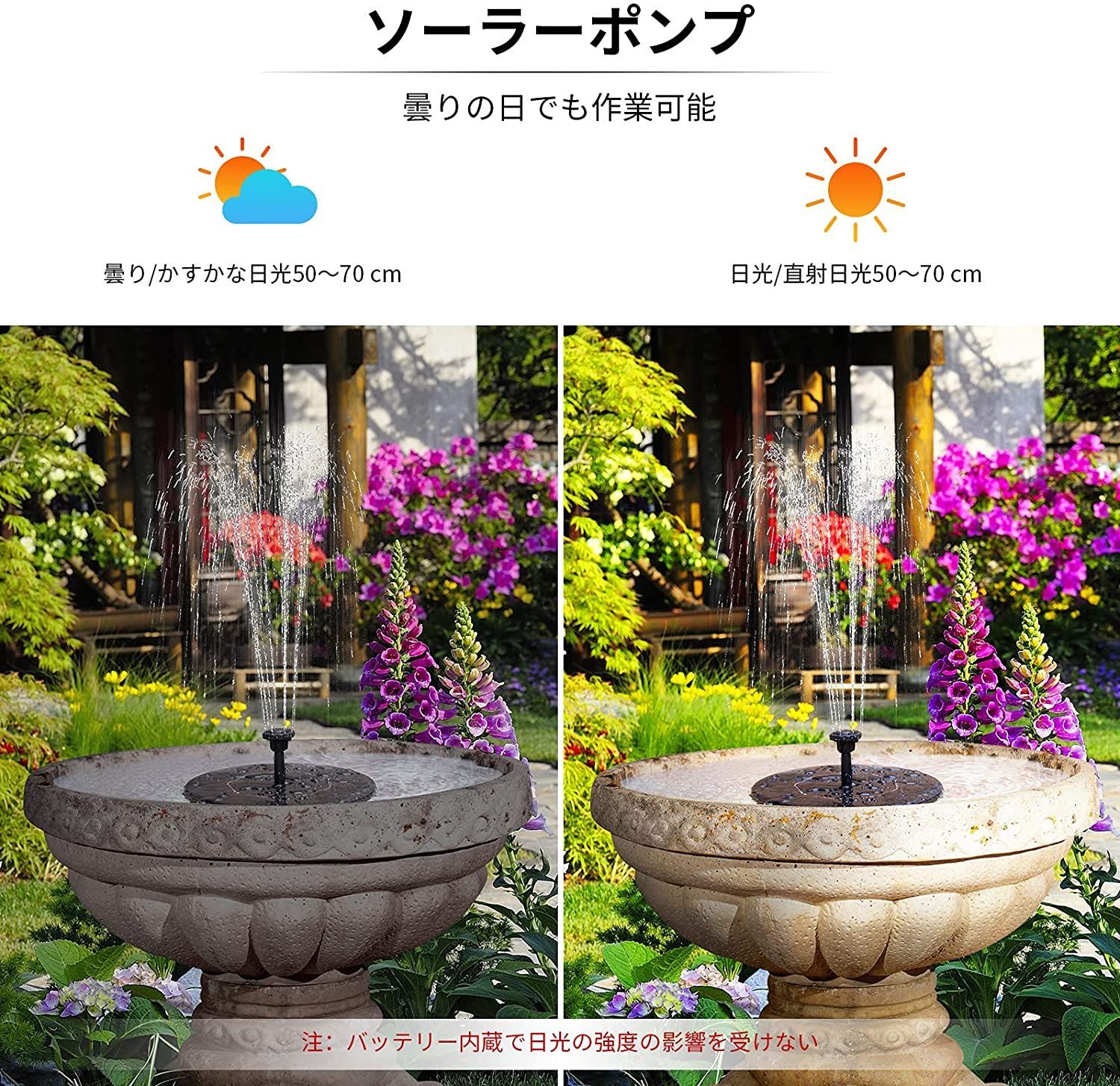 ❤曇の日でも稼働し続けられる❣ガーデニングによく映えてお洒落♪❤噴水ポンプ ❤曇の DIY・工具・ガーデン 曇の日でも稼働し続けられる