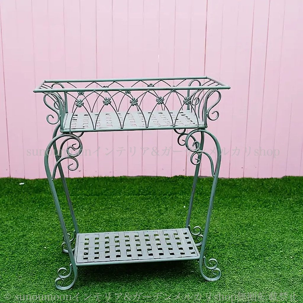 庭 アイアンラック ガーデンインテリア 白 庭の装飾 ガーデン雑貨 エレガント ガーデニング レトロ ガーデン 雑貨 2個セット 金属製 4-7 おしゃれ ヴィンテージ調 ブルー インテリア プランターラック ホワイト お洒落 YUZUMIYA_COM