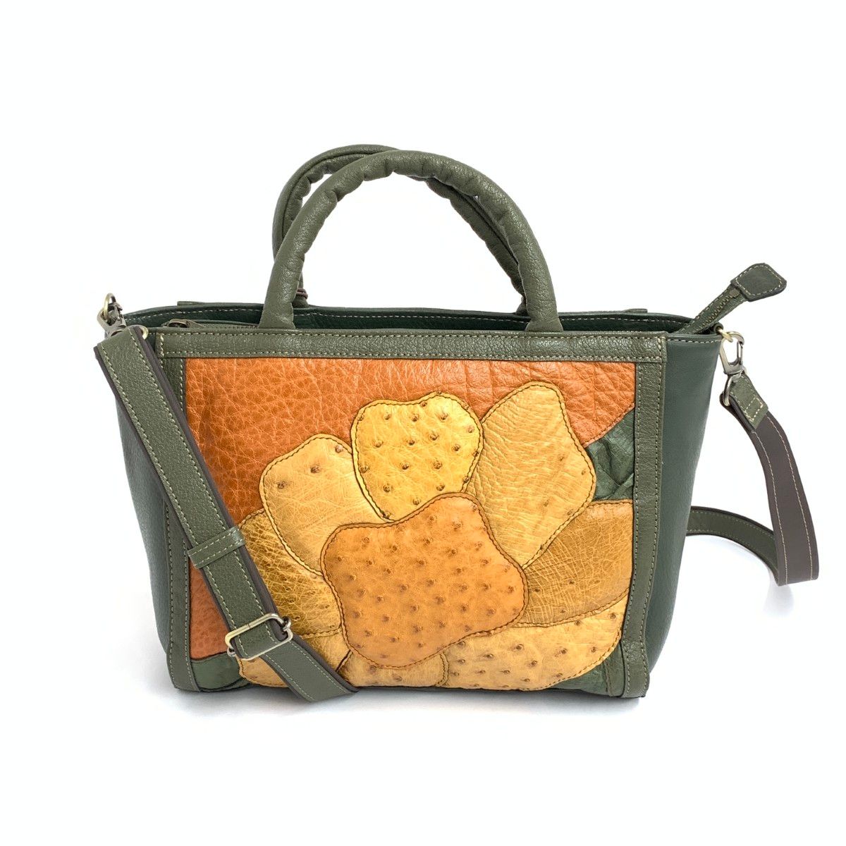 良好 IBIZA イビサ オーストリッチレザーパッチワーク 2WAY 