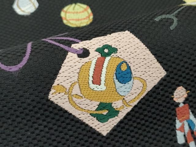 平和屋本店■極上　六通柄袋帯　唐織　市楽　りんごの想いで　黒地　逸品　未使用　CZAA2686s5 平和屋本店□極上 六通柄袋帯 唐織 市楽 りんごの想いで 黒地 逸品 未