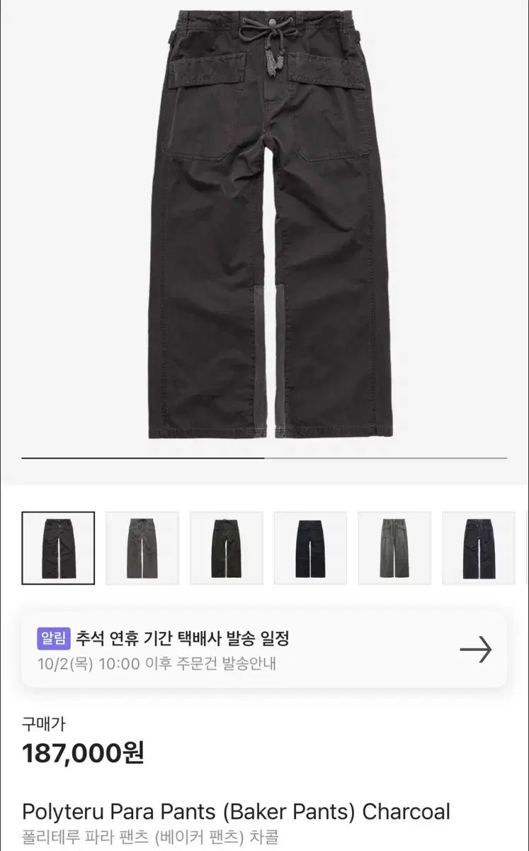 2 POLYTERU パラパンツ チャコールグレー