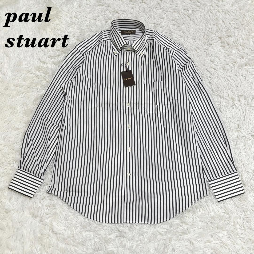 Paul Stuart 長袖BDシャツ M ネイビー ストライプ