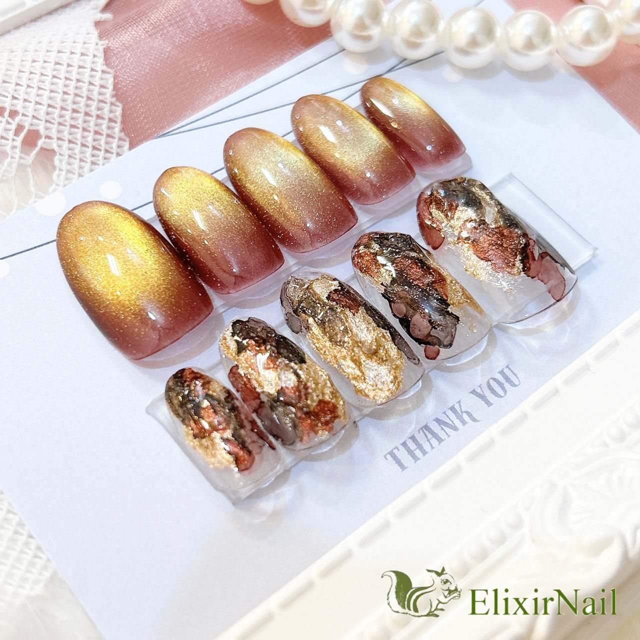 オーダー】ネイルチップ ニュアンスネイル マグネットネイル ブラウン