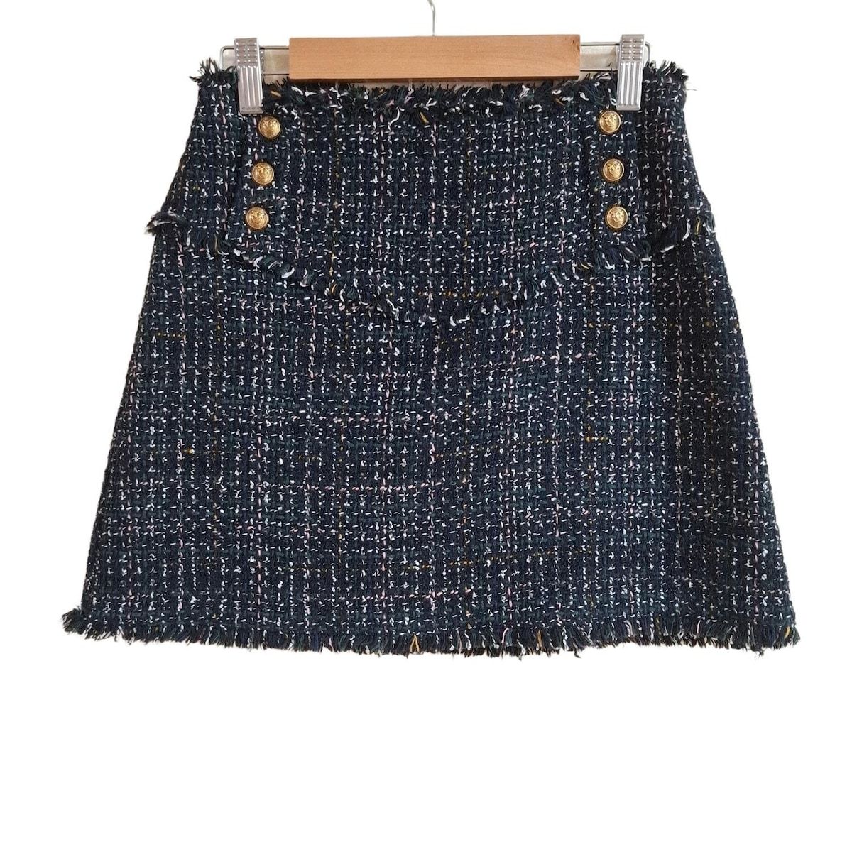 PINKO ピンコ ミニスカート サイズ38 I S レディース 黒×カーキ×マルチ ストライプ|チェック柄