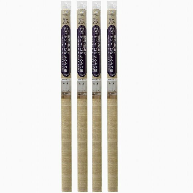 アサヒペン 簡単に貼れてキレイにはがせるカベ紙 ９２ＣＭＸ２．５Ｍ ＫＨ−２０２ オーク 4本セット
