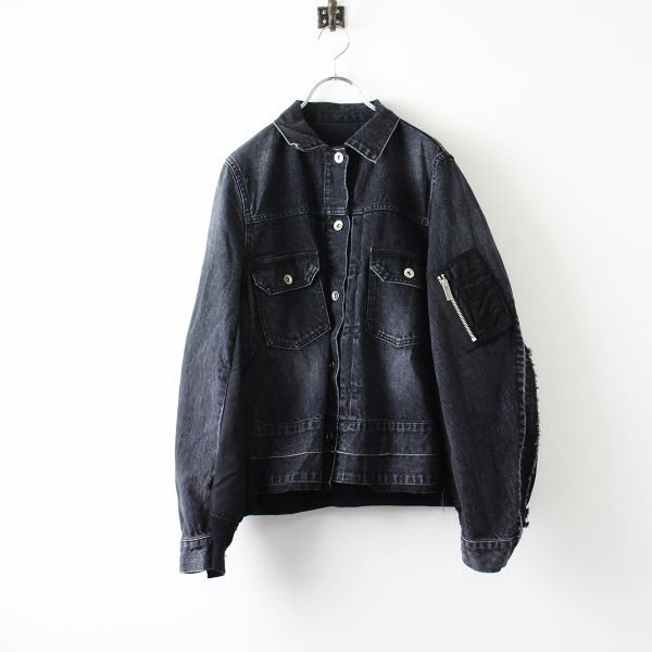 sacai サカイ SCW-051 Denim X Ma-1 Jacket 2/ブラック デニム