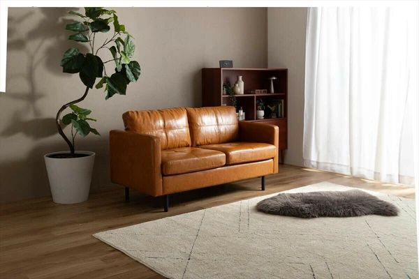 幅135cm ヴィンテージ風 2人掛けソファ PVCレザー おしゃれ 感