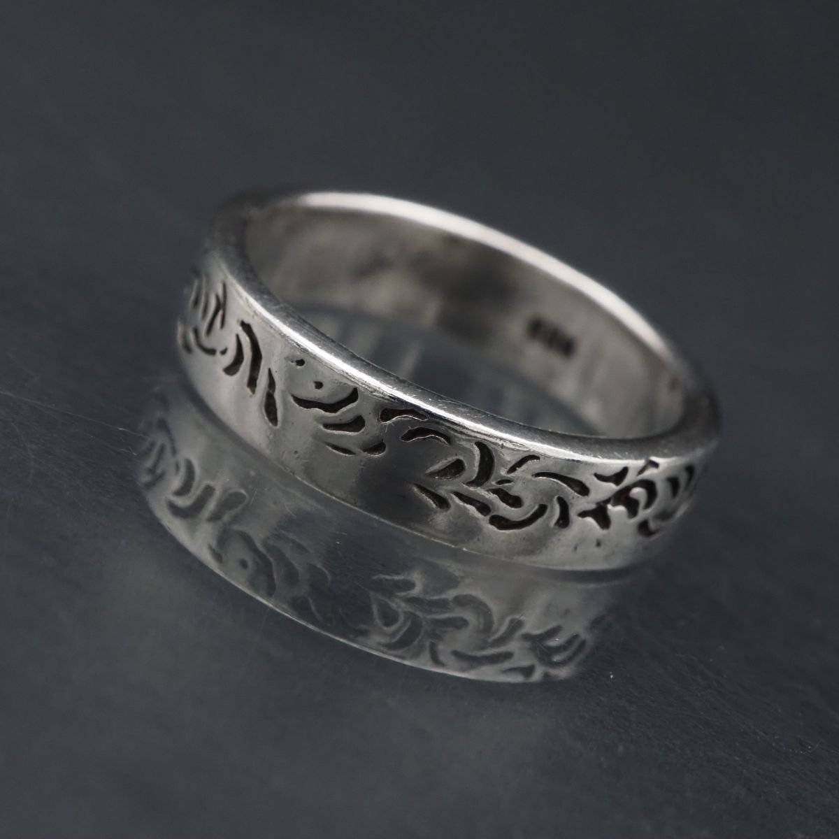 F157 ヴィンテージ 925刻印 リング 彫刻 デザイン シルバー 指輪 21号