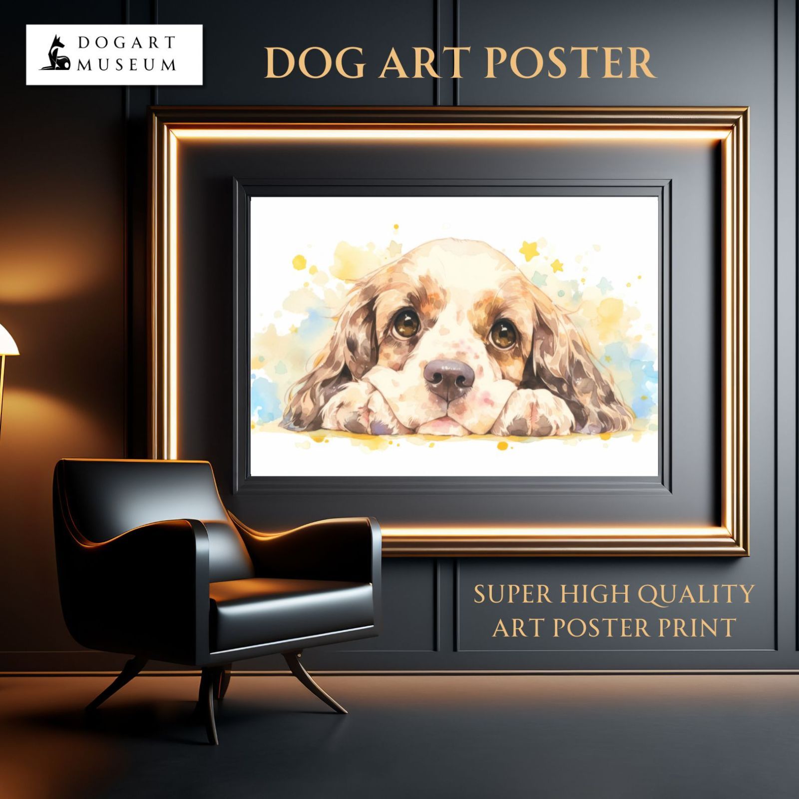 The Starry Dog 星降る犬 - アメリカン コッカー スパニエルの子犬 No.1 星 スター かわいい 子犬 アートポスター 犬の絵 犬の絵画 犬のイラスト