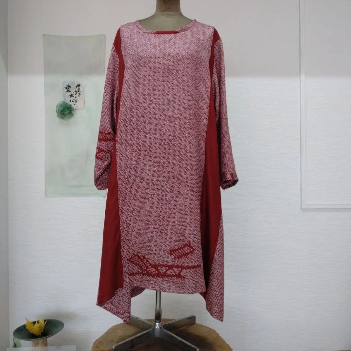 着物リメイクワンピース♪94♪総絞り♪122cm 着物リメイクワンピース♪94♪総絞り♪122cm 着物リメイク