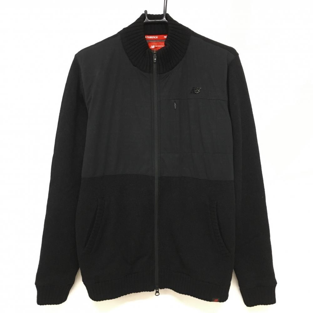 美品】ニューバランスゴルフ 切替ニットジャケット 黒×ダークグレー