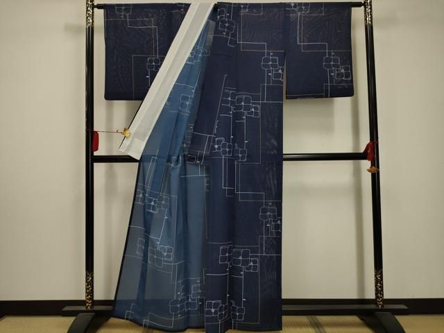 平和屋着物 夏物 小紋 絽 椿 洗える着物 AABA5652sx