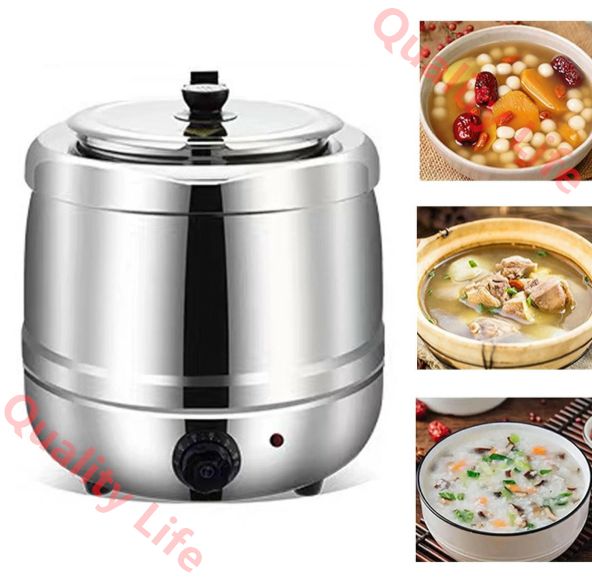 スープジャー スープ保温鍋 食品用スープ釜ウォーマー 10L 業務用電気式スープウォーマ キッチン用品スープジャー 110v 保温ジャー 温度調整 3D立体循環ロック熱 断水加熱 急速保温 温度調整30-80℃