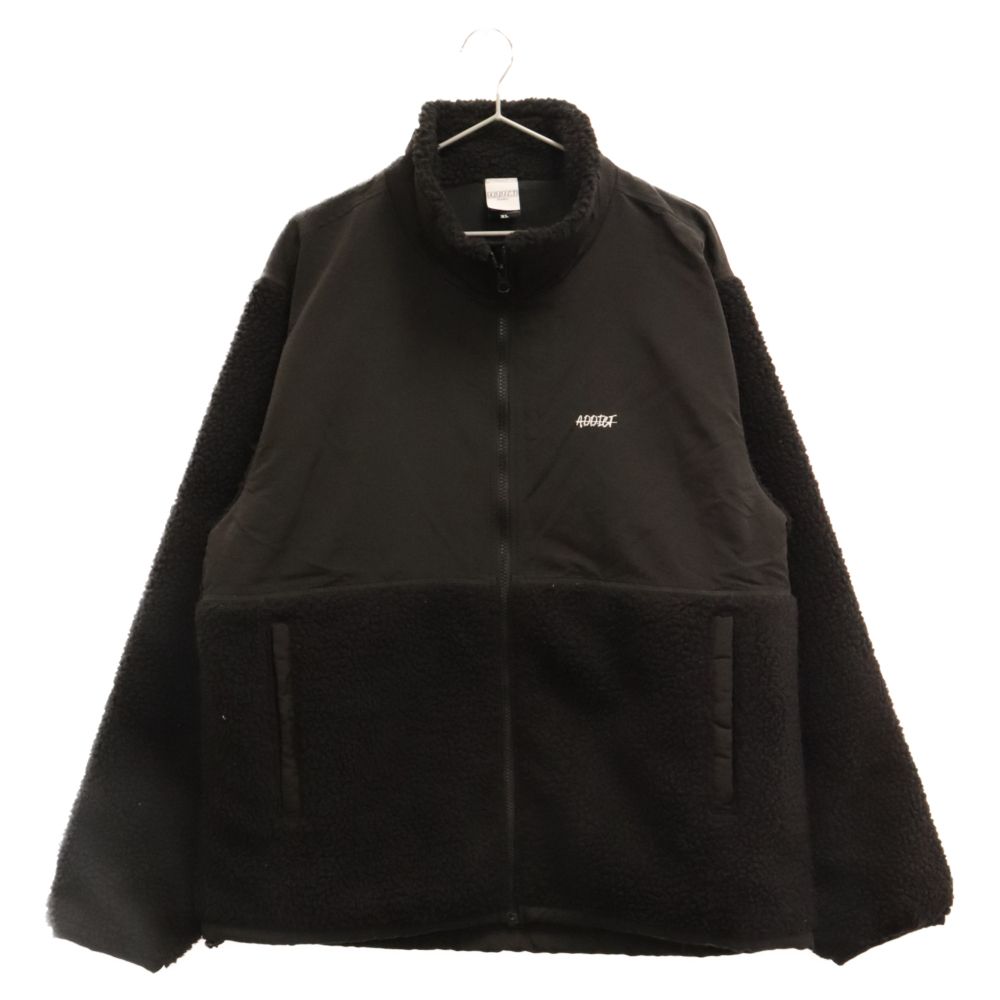 A.D.D.I.C.T (アディクト) Mess Logo Fleece ジップアップフリースジャケット ブラック