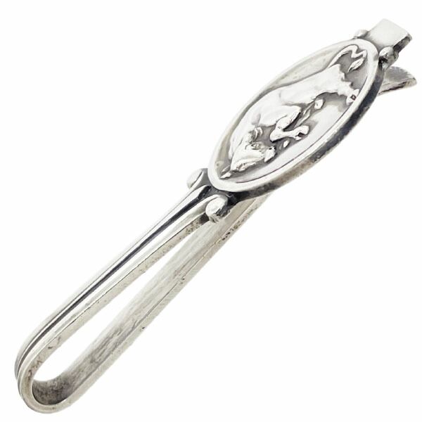 ジョージジェンセン ネクタイピン 雄牛 925 シルバー 71 GEORG JENSEN SV アンティーク ヴィンテージ タイピン スーツ ビジネス フォーマル マネークリップ 札ばさみ メンズ 紳士 男性 シルバー小物 ブランド小物